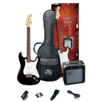SX SE1SKB Electric Guitar and Amp Package Black