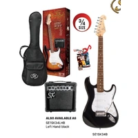 SX SE1SK34 3/4 Size Electric Guitar Package in Black