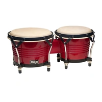 Stagg BW-200-RD Wild Cherry Latin Wood Bongos – 7.5” and 6.5” – Rabbit Skin Head – Steel Rims and Bottoms