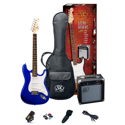 SX SE1SKB Electric Guitar and Amp Package Blue
