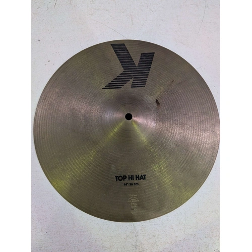 Zildjian K 14" top and bottom hi-hat cymbals.